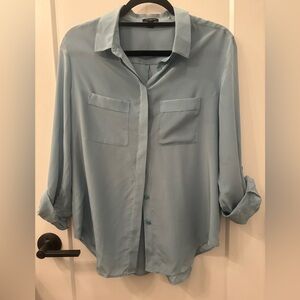 Women's Blue Button-Up Blouse